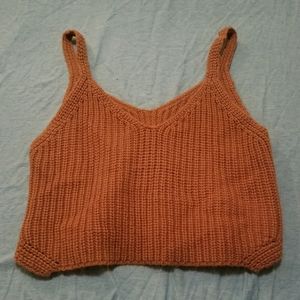 Yellow Knitted Cropped Tank